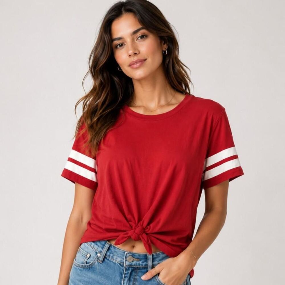 Divided Women's White and Red Crop-top